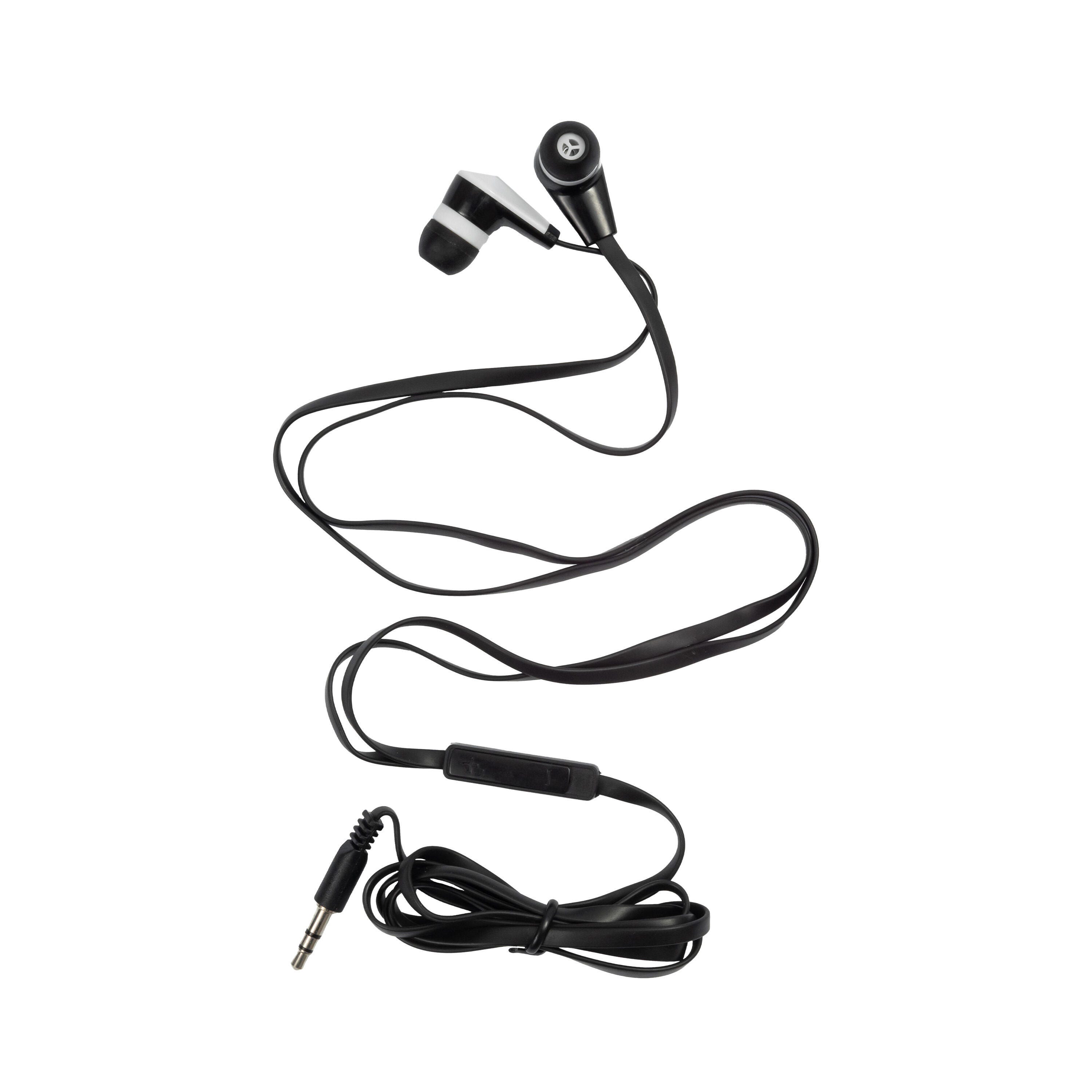 Califone E2 Stereo Earbuds with Inline Volume Control, 3.5mm Plug, Black and White 1543908
